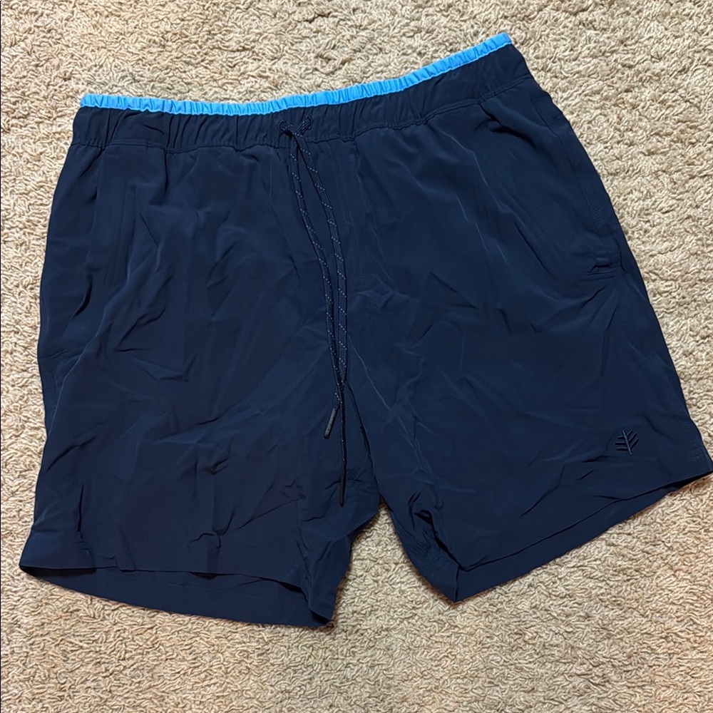Coolibar Men's Swim Trunks - Navy and Light Blue